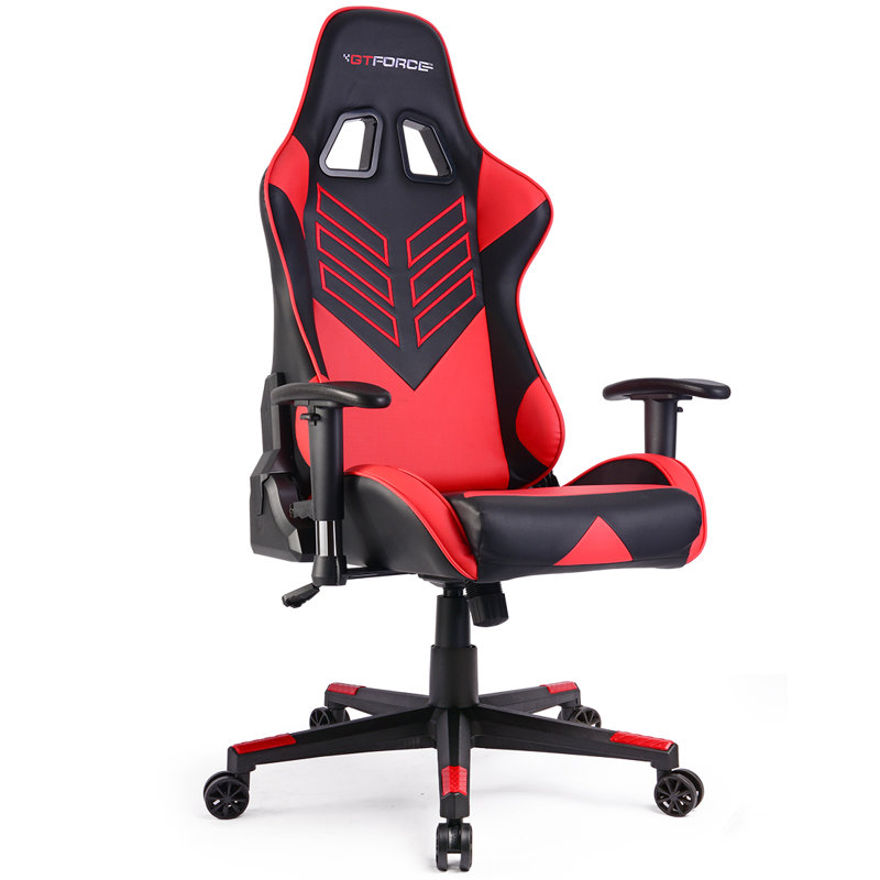 Brayden Studio Forde Reclining and Tilting PC & Racing Game Chair, Red/Black Faux Leather
