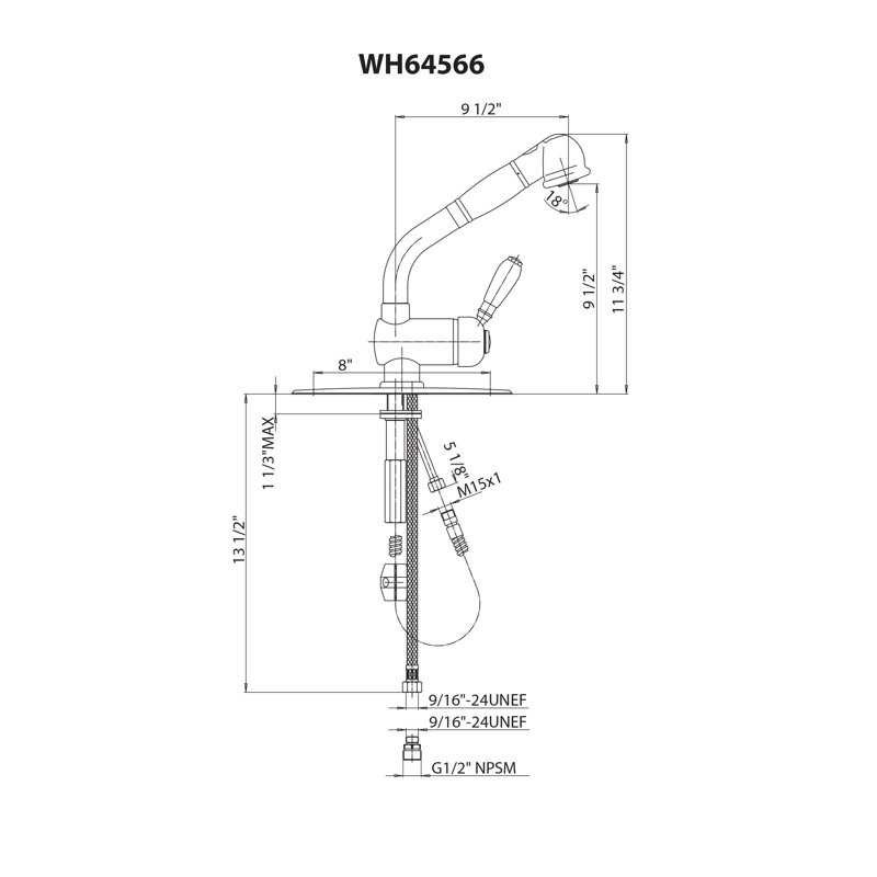 Whitehaus Collection Metrohaus Pull Out Kitchen Faucet, Polished Chrome