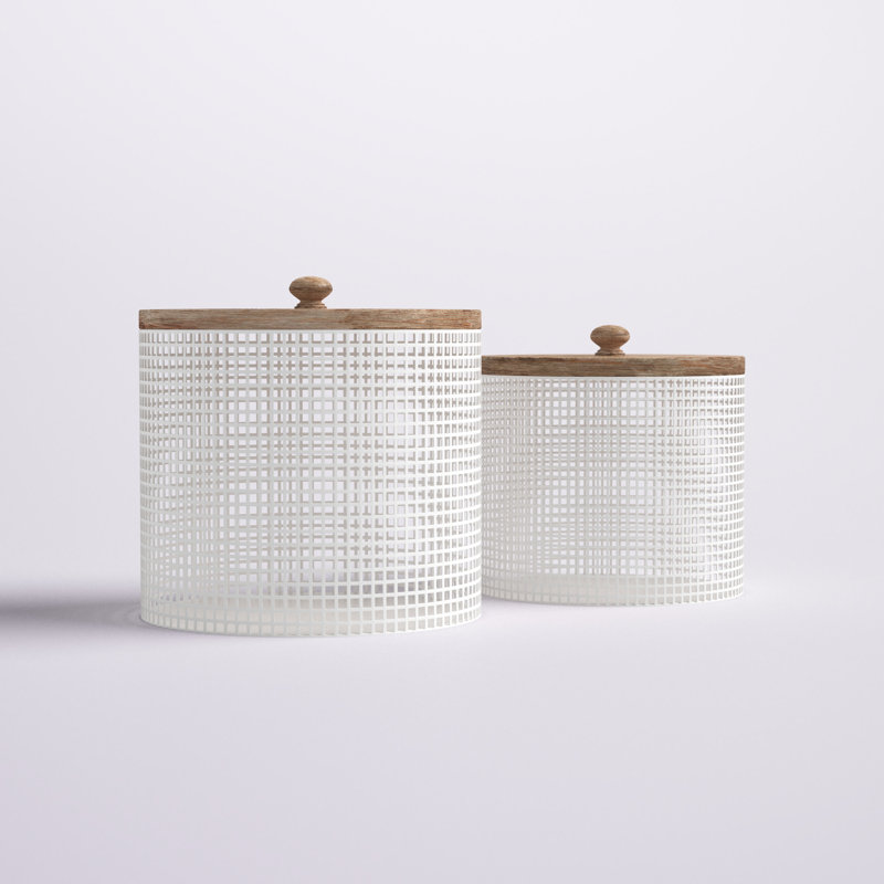 Metal Canister - Set of 2, White