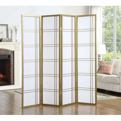Sennen 72'' W x 71'' H 4 - Panel Solid Wood Folding Room Divider
