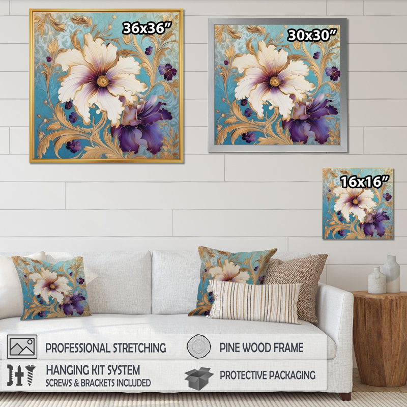 «Retro Collage Blooming White Chrysanthemum I», reproduction sur toile, H 30 po x l 30 po x P 1 po, Toile tendue