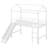 Twin Size Metal Loft Bed With Slide And Two-Sided Writable Wooden Board, Metal House Bed With Guardrail And Ladder-1827220240