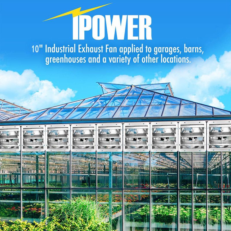 iPower Shutter Exhaust Fan Aluminum With Speed Controller And Power Cord Kit ,High Speed, 13" H x 13" W x 7" D