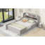 Wood Platform Bed With Built-In LED Light, Storage Headboard And Guardrail-171489396