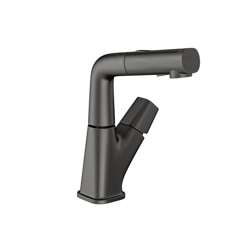 Pull - Down Bathroom Faucet With Three Water Modes, Gunmetal Black Finish, 90 Cm Supply Hoses, 360 Rotating Spout, Cold/Hot Control System, Complete For Quick Setup, Smooth Operating Ceramic Valve