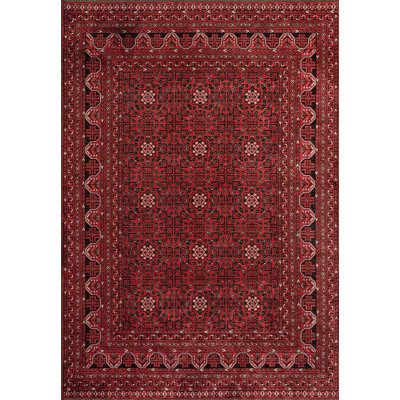 Rogin Rectangle Oriental Cotton and Viscose Indoor / Outdoor Area Rug