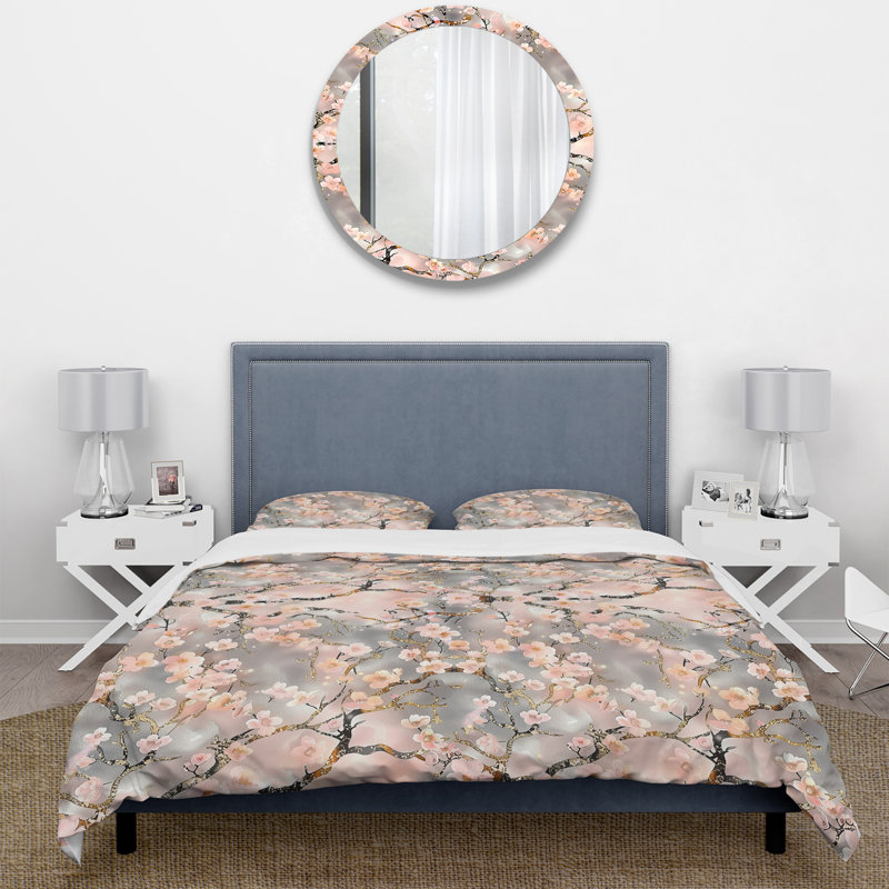 Ensemble de housse de couette rose et gris, King Duvet Cover + 2 King Pillow Shams