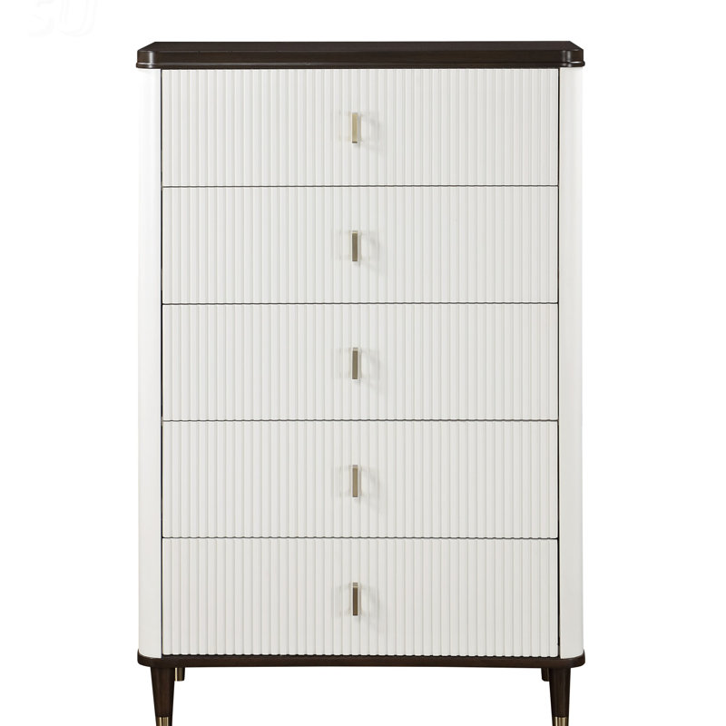 Commode blanche et brune Carena avec rangement spacieux et fabrication durable, parfaite pour les chambres élégantes et fonctionnelles.