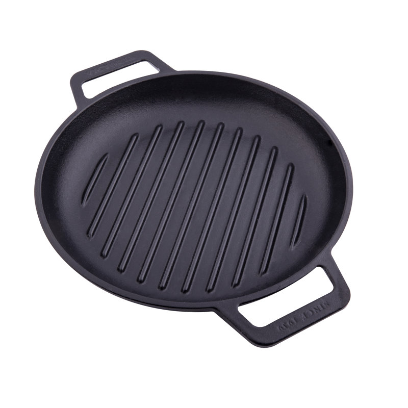 Victoria Cast Iron 10 in. Grill Pan with Double Loop Handles, Seasoned