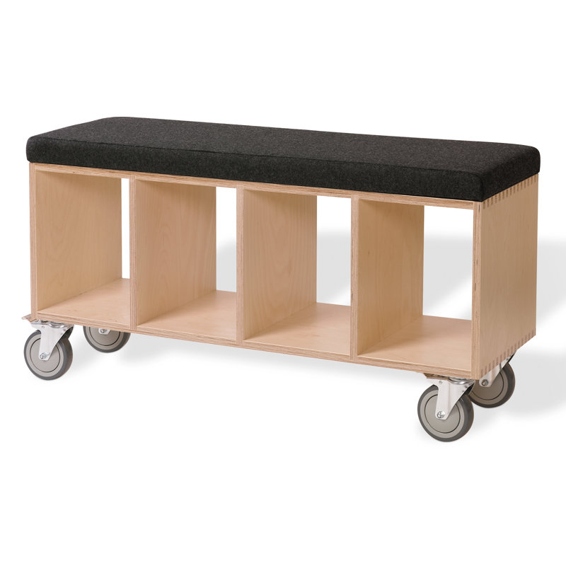 Wool Upholstered Storage Bench, Gray, Natural