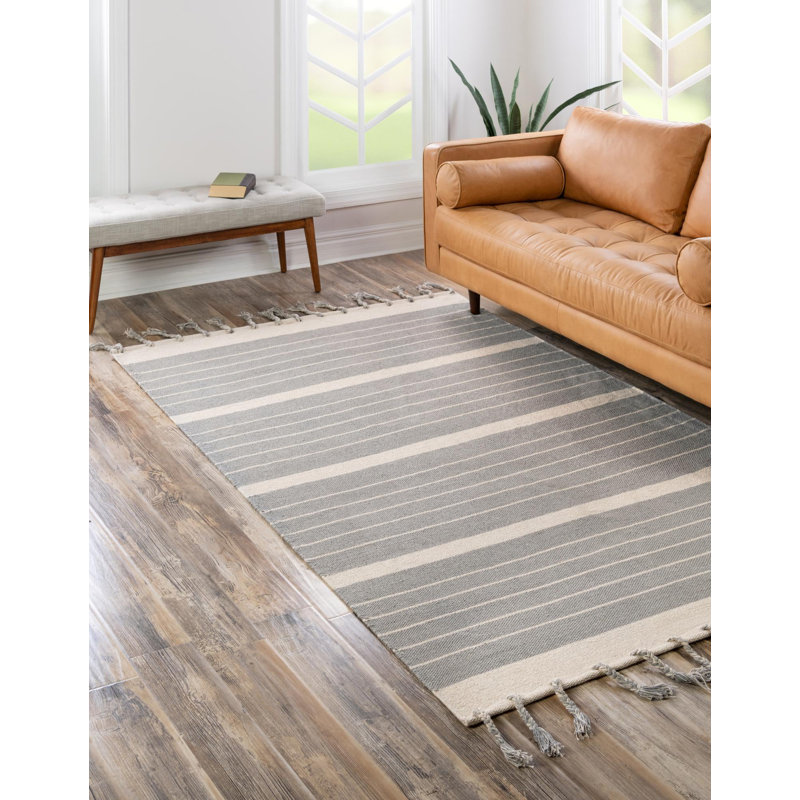 Yellville Cotton Striped Indoor Rug, Rectangle 9' x 12'