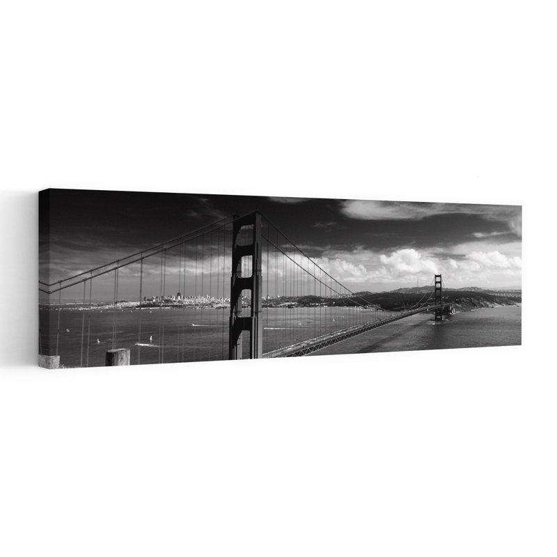 Bridge Over A River Golden Gate Bridge San Francisco California USA by Mark Denton - Wrapped Canvas Panoramic Print