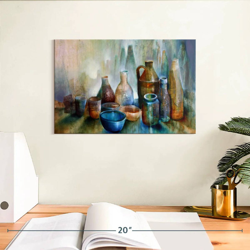 Senne nature morte avec bol bleu, H 8 po x l 12 po