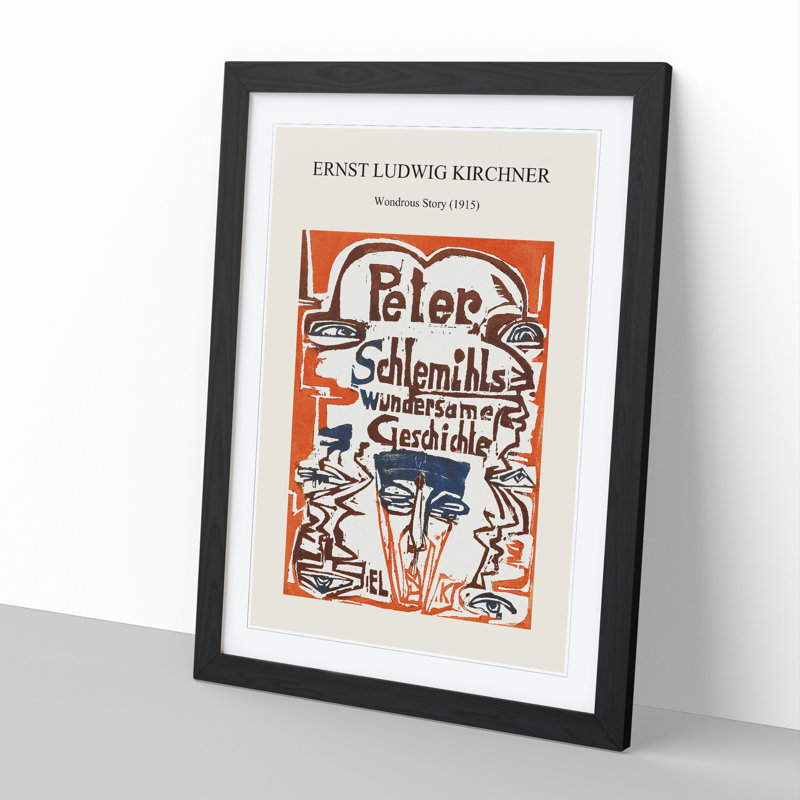 Wondrous Story Print by Ernst Ludwig Kirchner - Picture Frame Painting, 65cm H x 48cm W x 2cm D, Black