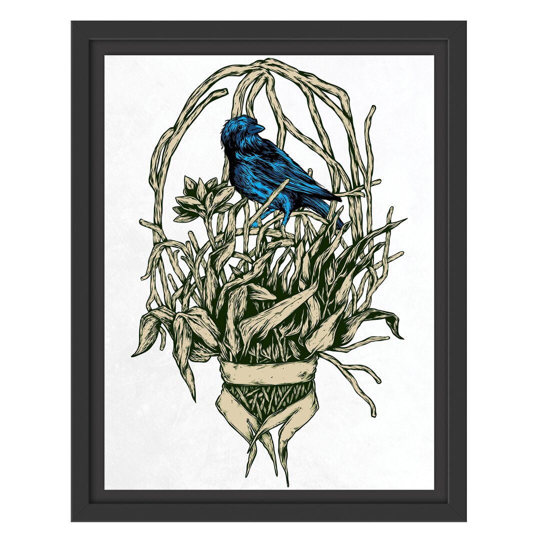 Gerahmtes Wandbild Blue Bird black