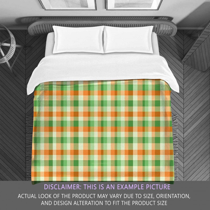 Gingham Comforter, Twin Comforter, Green/Orange