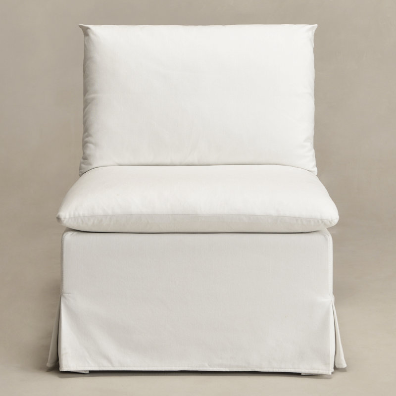 Crampton Performance Fabric Down Fill Slipcover Side Dining Chair, White