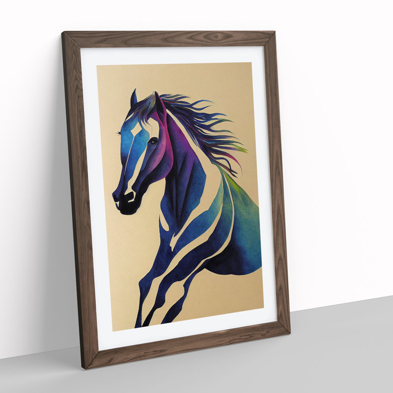 XV1022-5134X Horse No.2 - Single Picture Frame Print, Walnut, 64cm H x 46cm W x 2cm D
