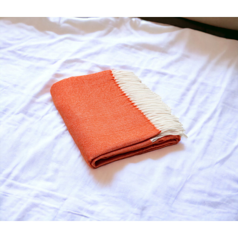 Soft Acrylic Herringbone Throw Blanket, 50" L x 60" W, Dark Orange Herringbone