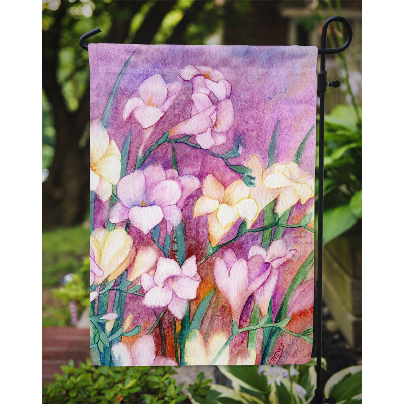 Drapeau de jardin à 2 côtés freesias, H 15 po x l 11 po