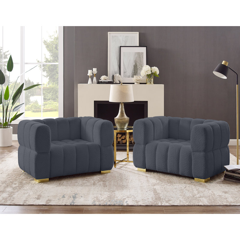 Anahulu 47,63 po de large capitonné, Polyester gris foncé