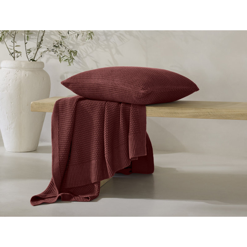 Claret Organic Cotton Knitted Throw Blanket 50" x 70"