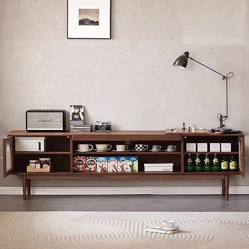 Meuble télé avec rangement Mid-Century, H 19,69 po x L 86,61 po x l 15,75 po