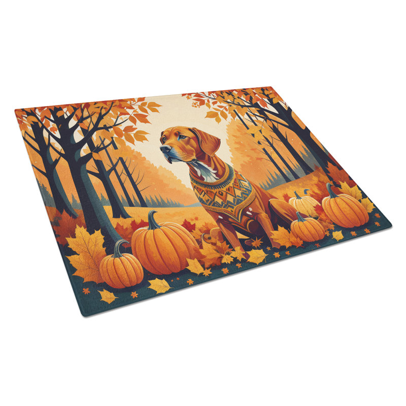 Vizsla Fall Glass Cutting Board Large