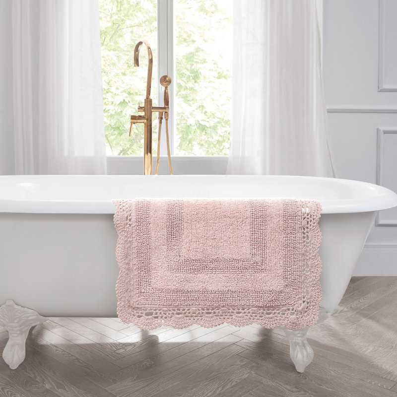 Tapis de bain en coton fabriqué au crochet lavable à la machine Laura Ashley, L 34'' x l 21'', Rougir