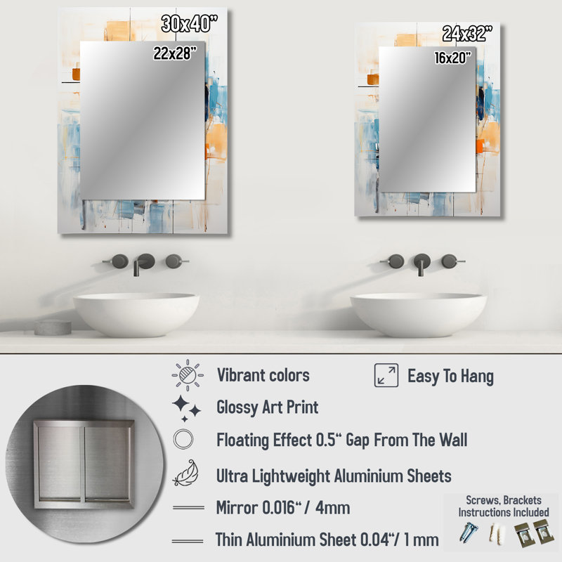 Coloré Mid Century Retro Reflections III - miroir moderne Mid-Century, miroir mural décoratif Mid-Century moderne, impression d'art en métal