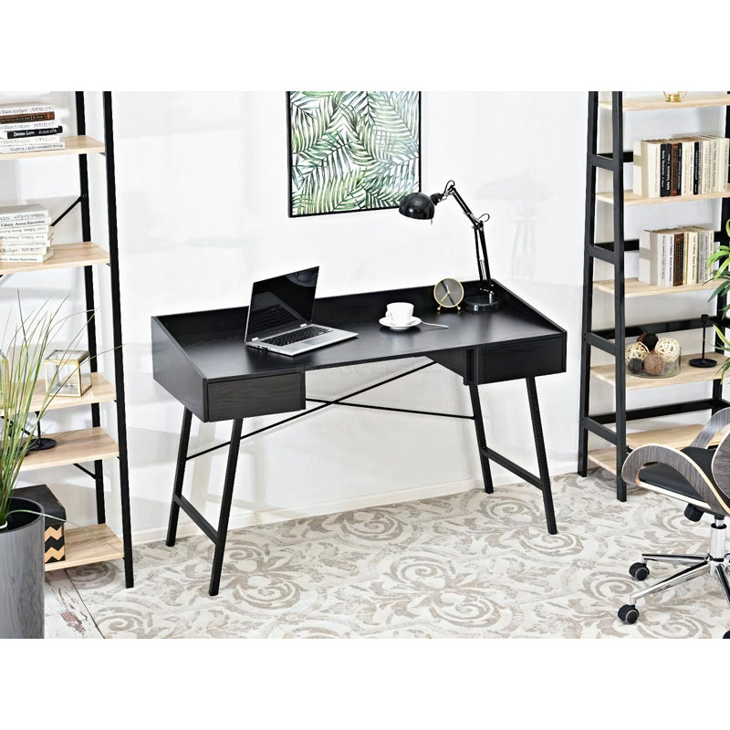 Seaway Metal Base Writing Desk, Black, Black