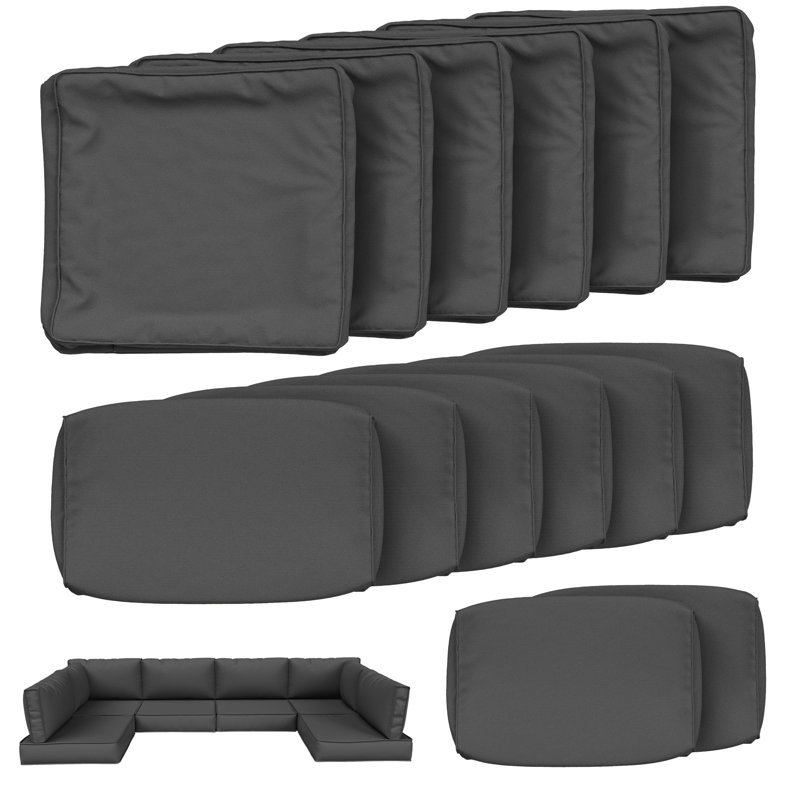 Ensemble de housses de coussin d'extérieur de 4 po pour meubles de patio, Gris foncé