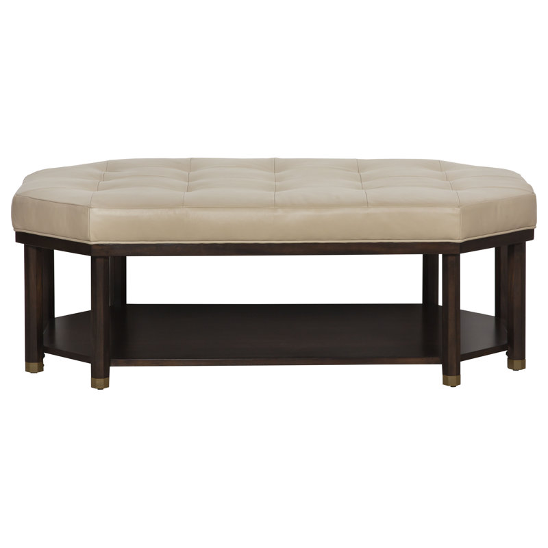 Libby Langdon 53" Wide Tufted Cocktail Ottoman with Storage, Linen (3156 72), Walnut