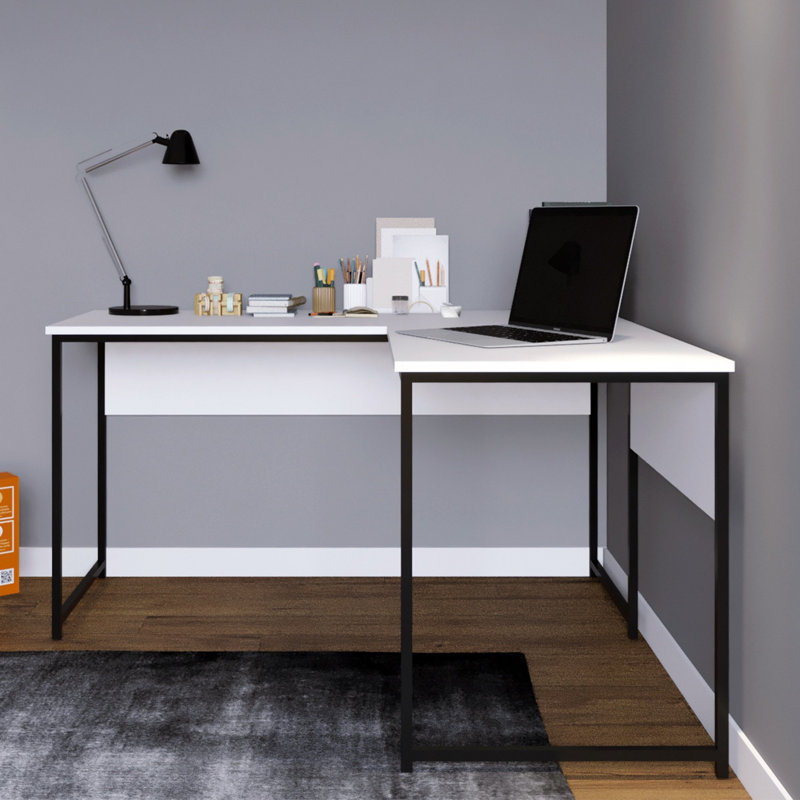 Nafni L-Shaped Writing Desk, White
