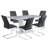 Kimara 7-Piece Modern 63" Rectangular Faux Marble Pedestal Dining Set-984882713-947337892
