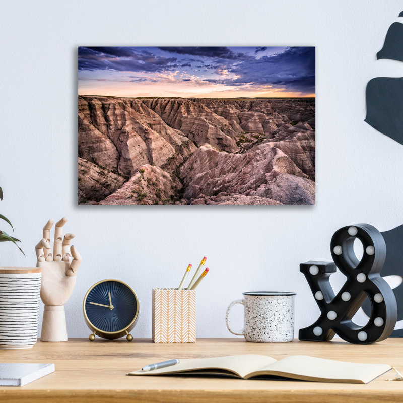 Art mural en verre Latitude Run® «Badlands Ii» par Rick Berk, H 12 po x l 16 po x P 0,13 po