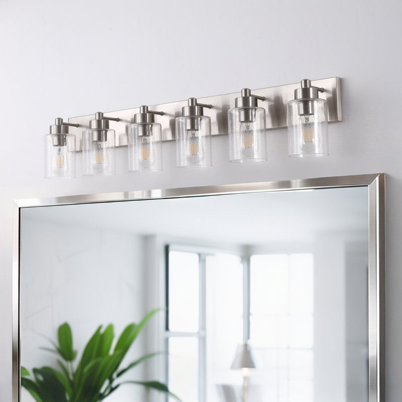Éclairage de meuble-lavabo contemporain à DEL Sted, Nickel, Six lumières