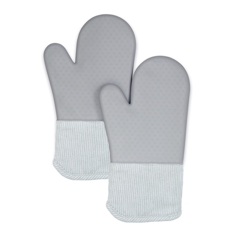 Mini-gants de cuisine avec doublure matelassée et épaisse résistante à la chaleur, Gris