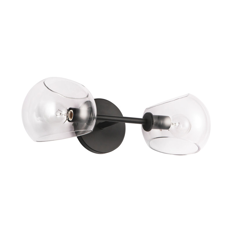 Éclairage pour meuble-lavabo Willow, Noir mat, Verre transparent, 2