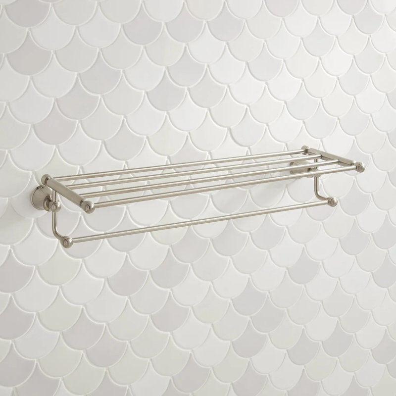 Cooper Collection Wall-Mount Towel Rack with Shelf, Brushed Nickel