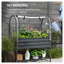 Jardinière surélevée Outsunny avec mini-serre, tablette de rangement et doublure, jardinière en métal gris foncé pour légumes et herbes aromatiques