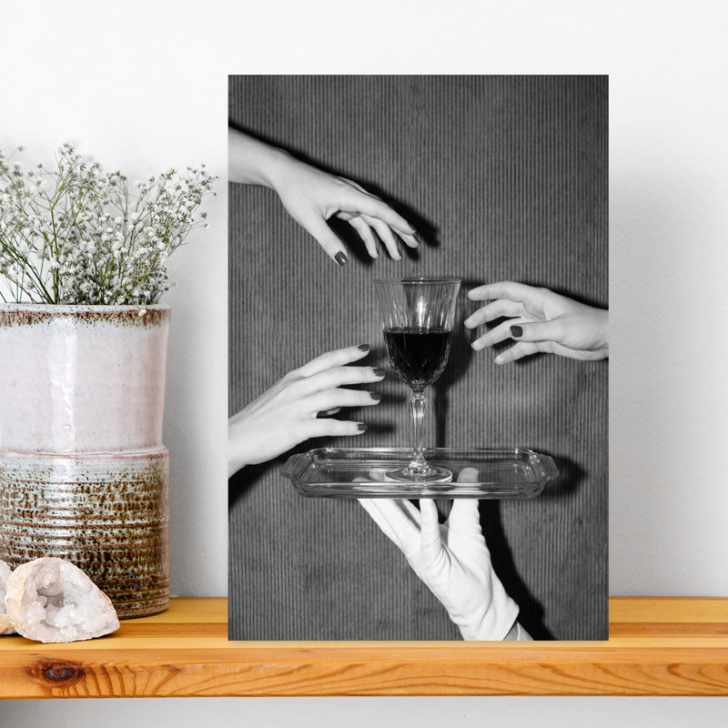 «The Wine Is Served», art mural rétro, H 18 po x l 12 po