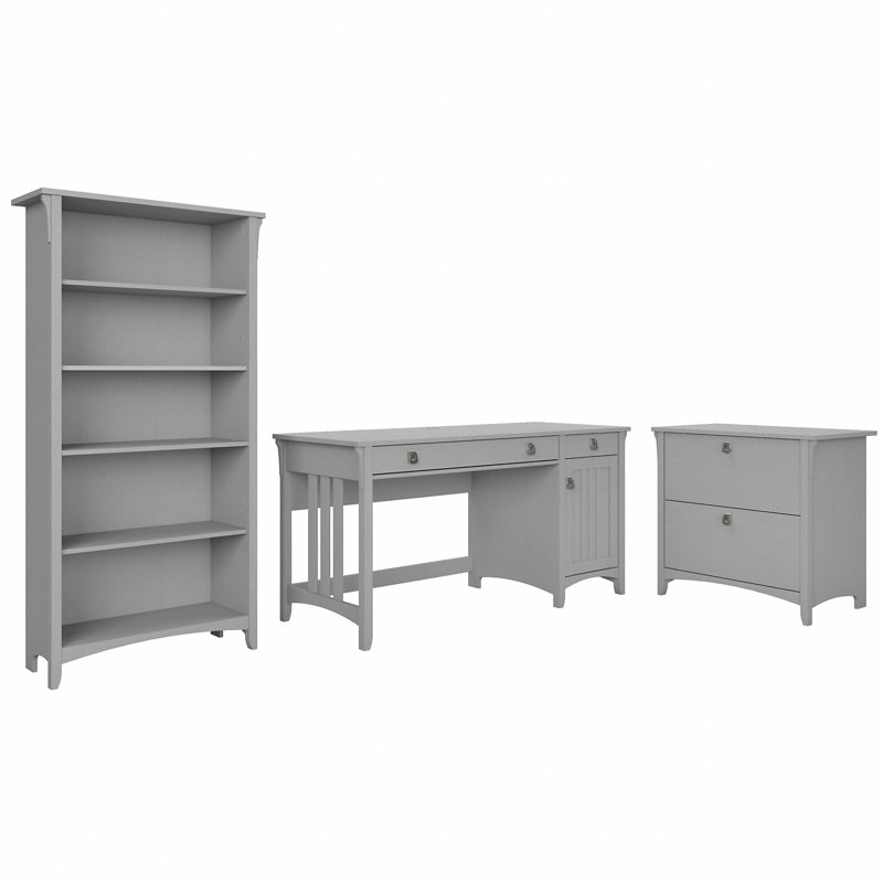Ensemble de bureau d'ordinateur 3 pièces Kaionna, Gris Cape Cod