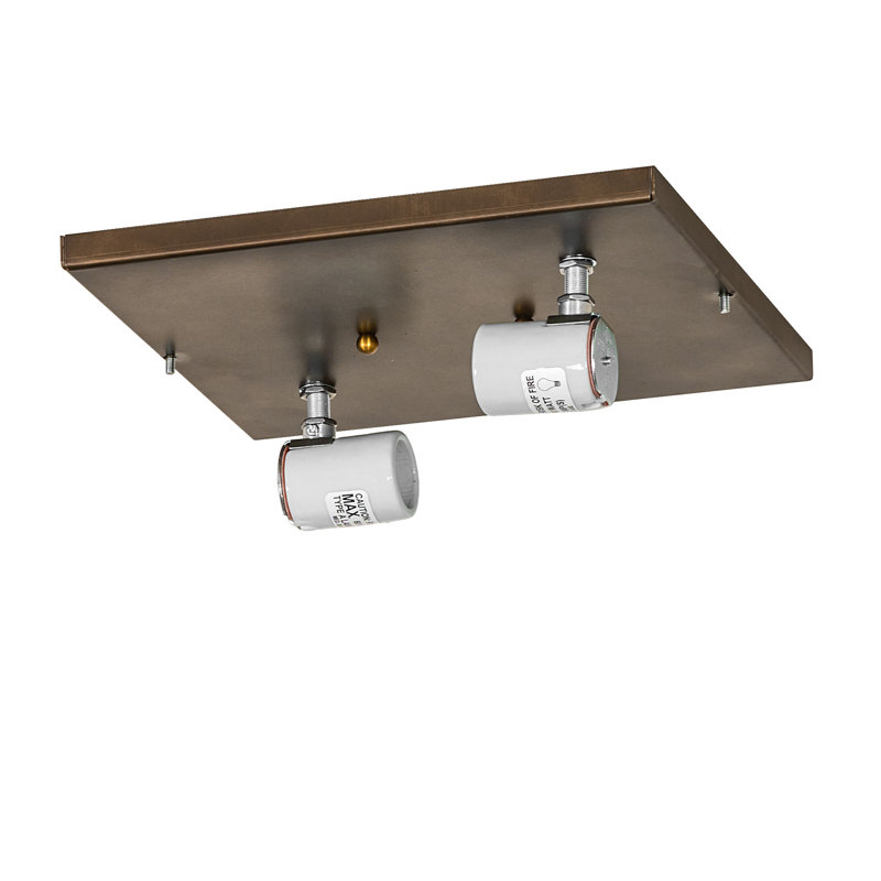 2 - Light Flush Mount, Antique Copper