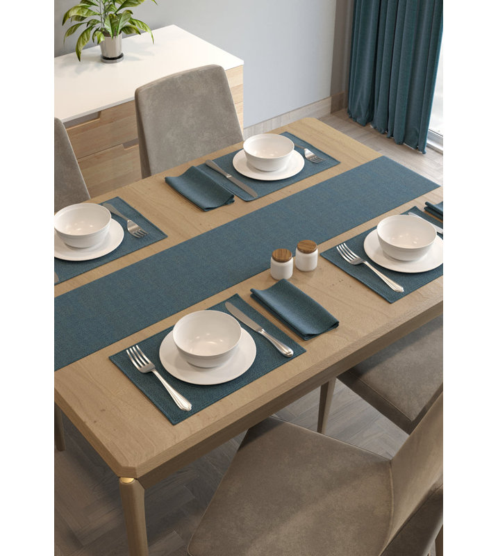 Christeen Solid Colour Polyster Table Runner, Navy Blue
