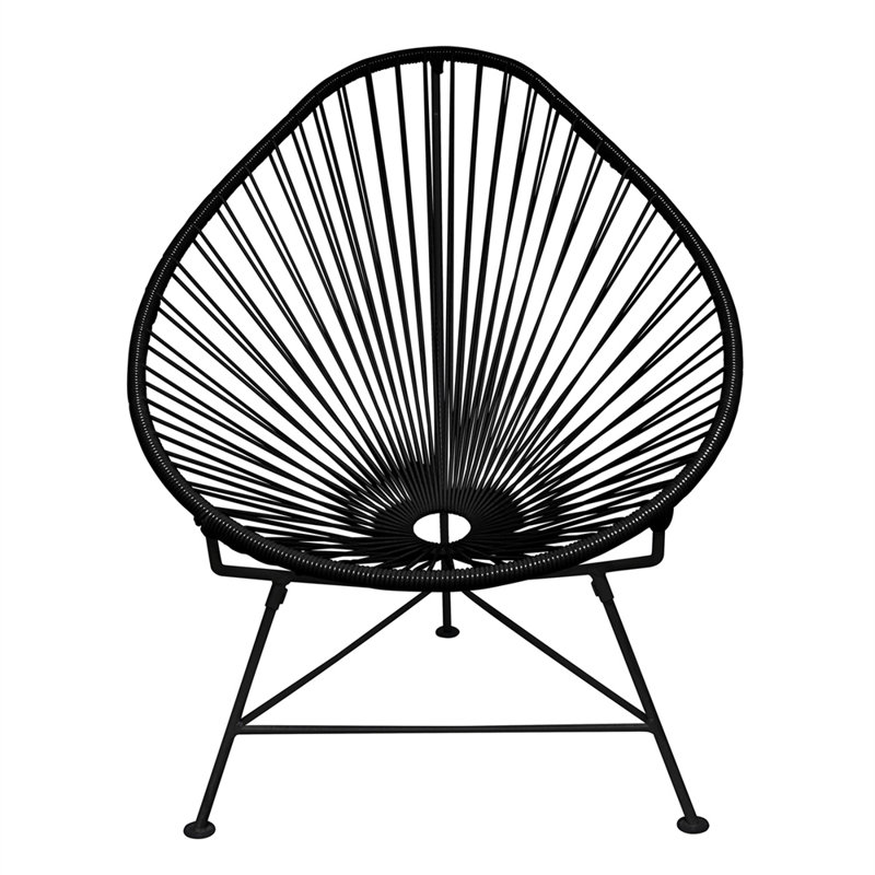 Outdoor Lounge Chair, Acapulco Black Weave/Black Frame
