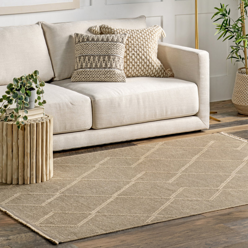 Diamond Trellis Jute Area Rug, Rectangle 4' x 6'