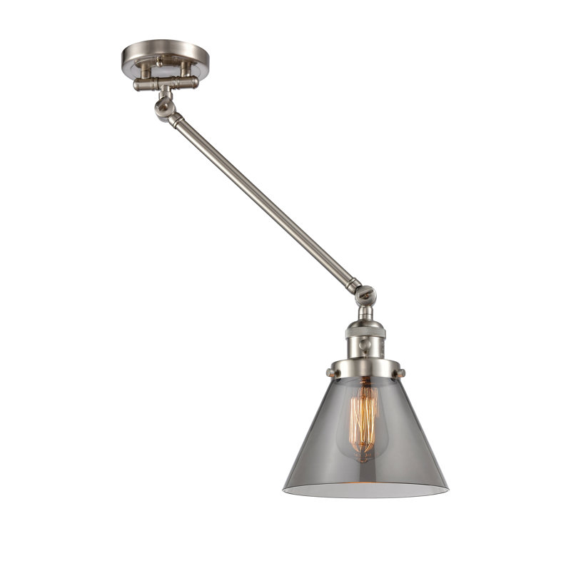 Neill Swing Arm Sconce, Brushed Satin Nickel, Smoked