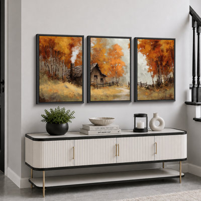 Tableau représentant un paysage automnal en forêt, impression giclée sur toile encadrée (3 pièces) - 61 x 91 cm (24 x 36 pouces)