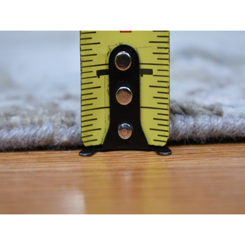 Tapis décoratif noué à la main gris de conception unique 8 pi x 9 pi 10 po Athaniel